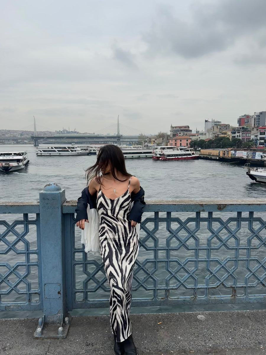 Zebra Saten Elbise