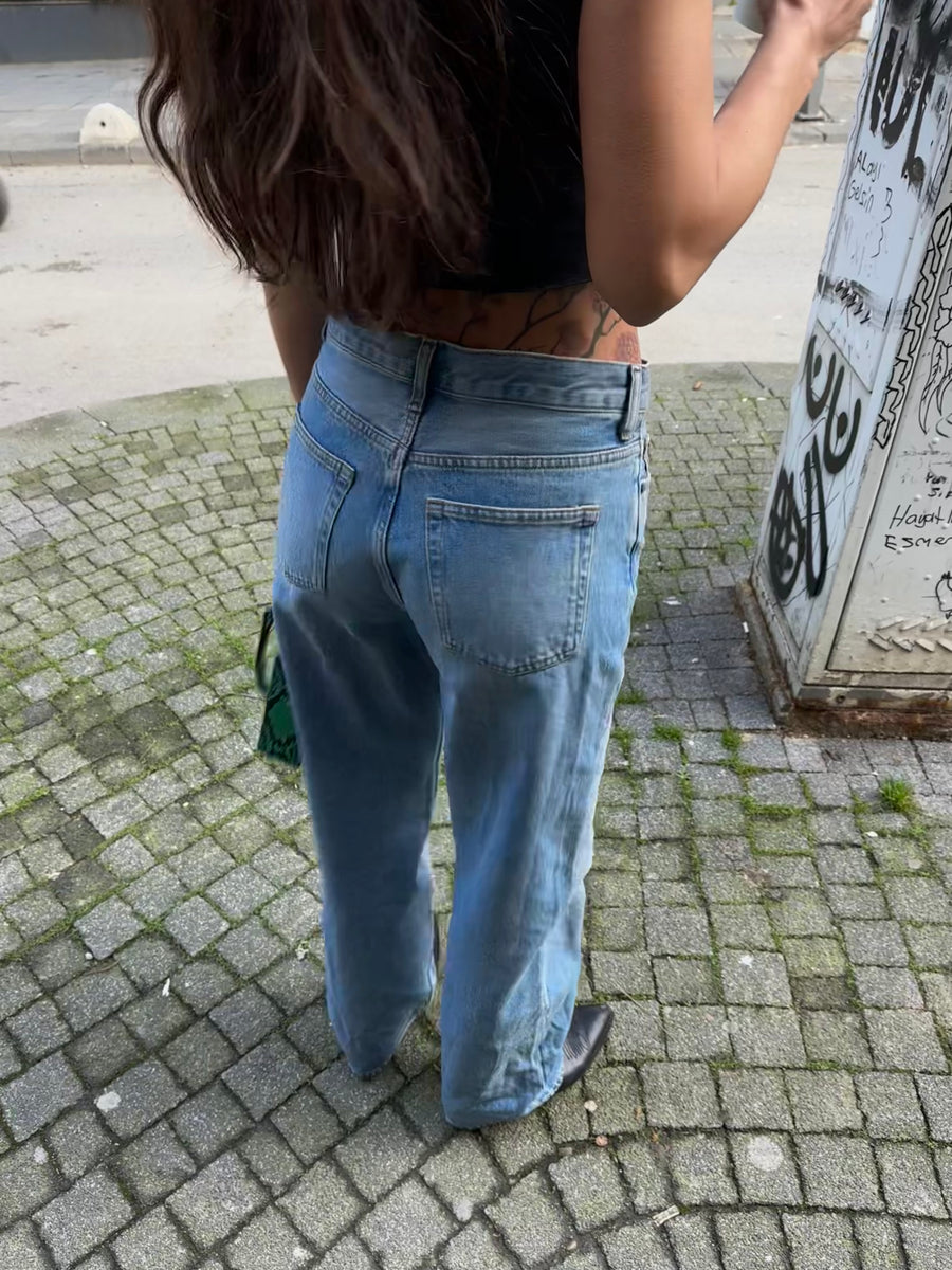 Regular Fit Yüksek Bel Düz Paça Pantolon