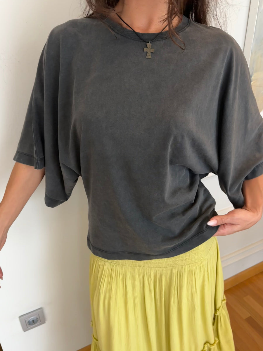 Geniş Kollu Pamuk Tişört