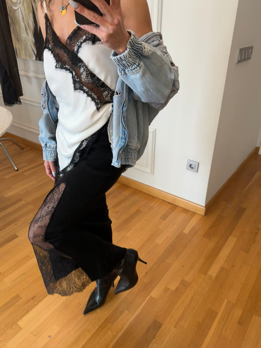 Dantel Detay Triko Etek