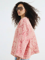 Floral Desen Kapitone Ceket