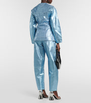 GANNI Metalik Denim Blazer/Barrel Pantolon Takım