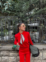 Fularlı Triko Kazak