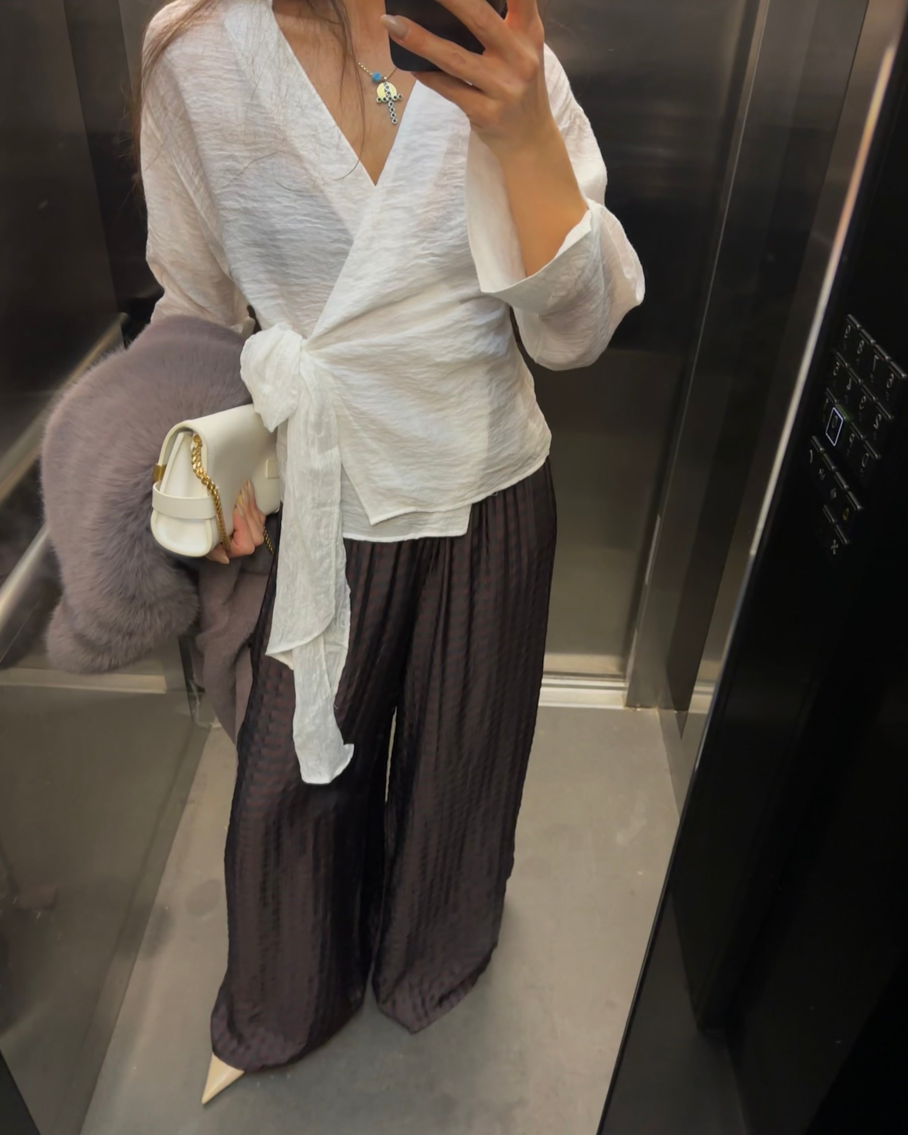 İpek Saten Ekose Pantolon