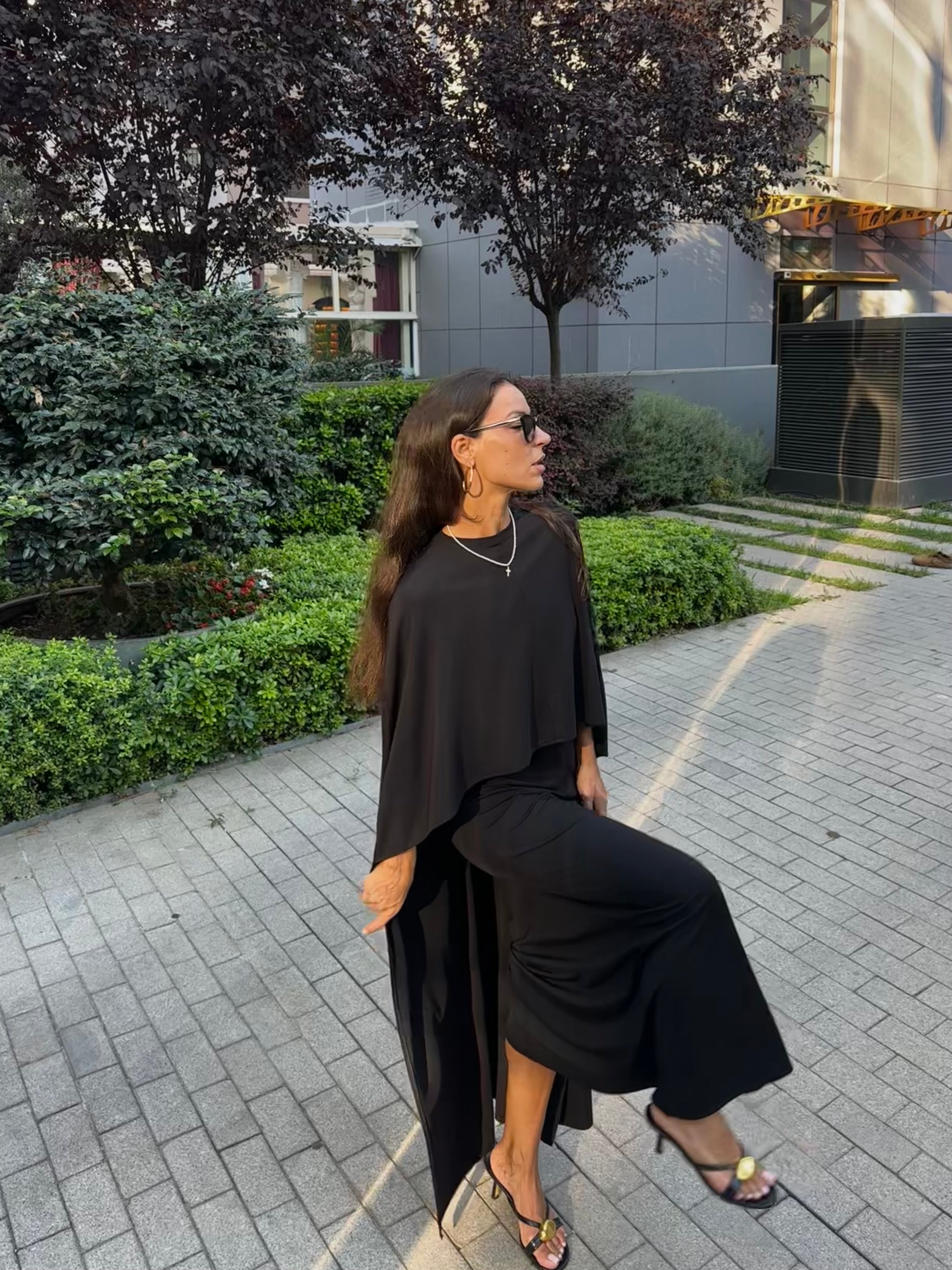 Bisiklet Yaka Elbise/Pelerin Takım