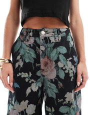 Floral Desen Barrel Jean