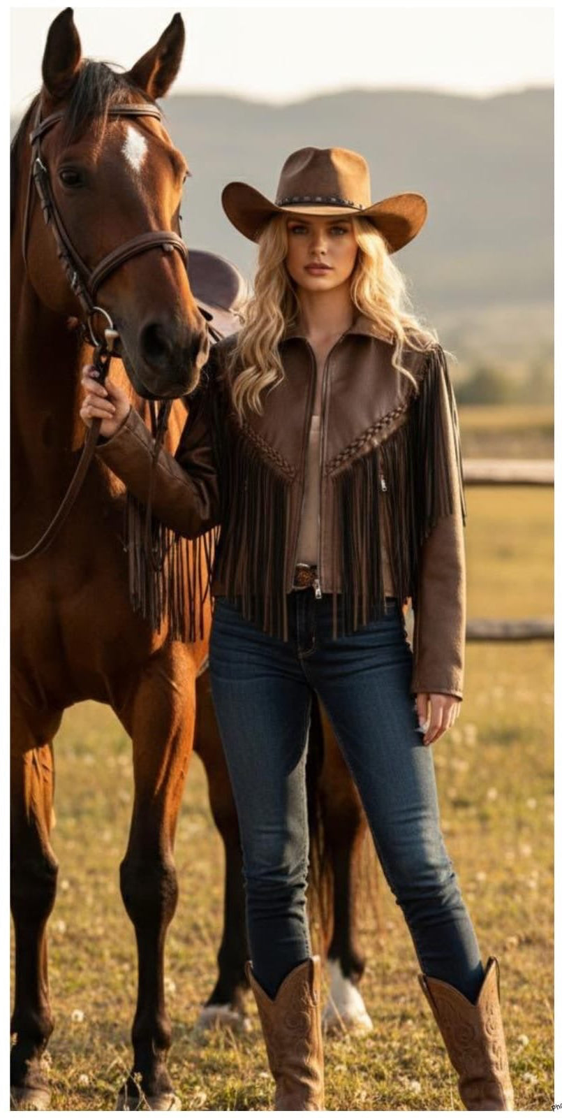 Püsküllü Deri Ceket