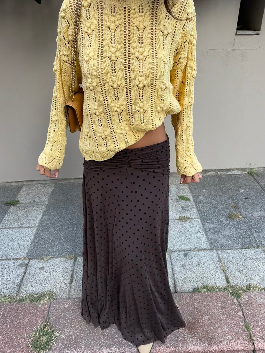 Puantiye Baskılı Tül Etek
