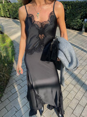 Dantelli Maxi Saten Elbise