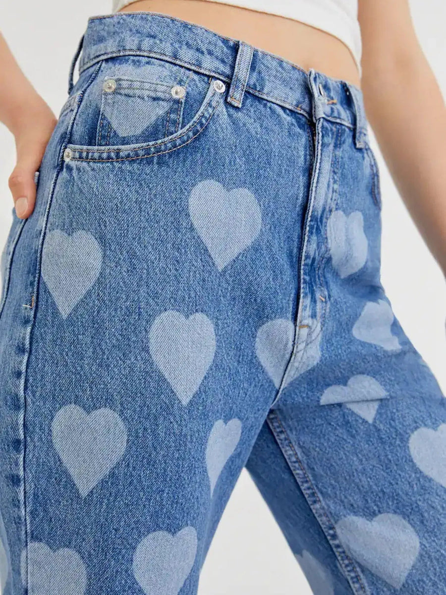 Baskılı Wide Leg Jean