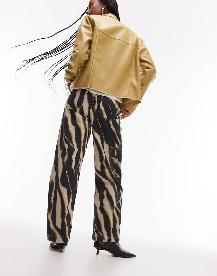 Topshop Zebra Yüksek Bel Jean