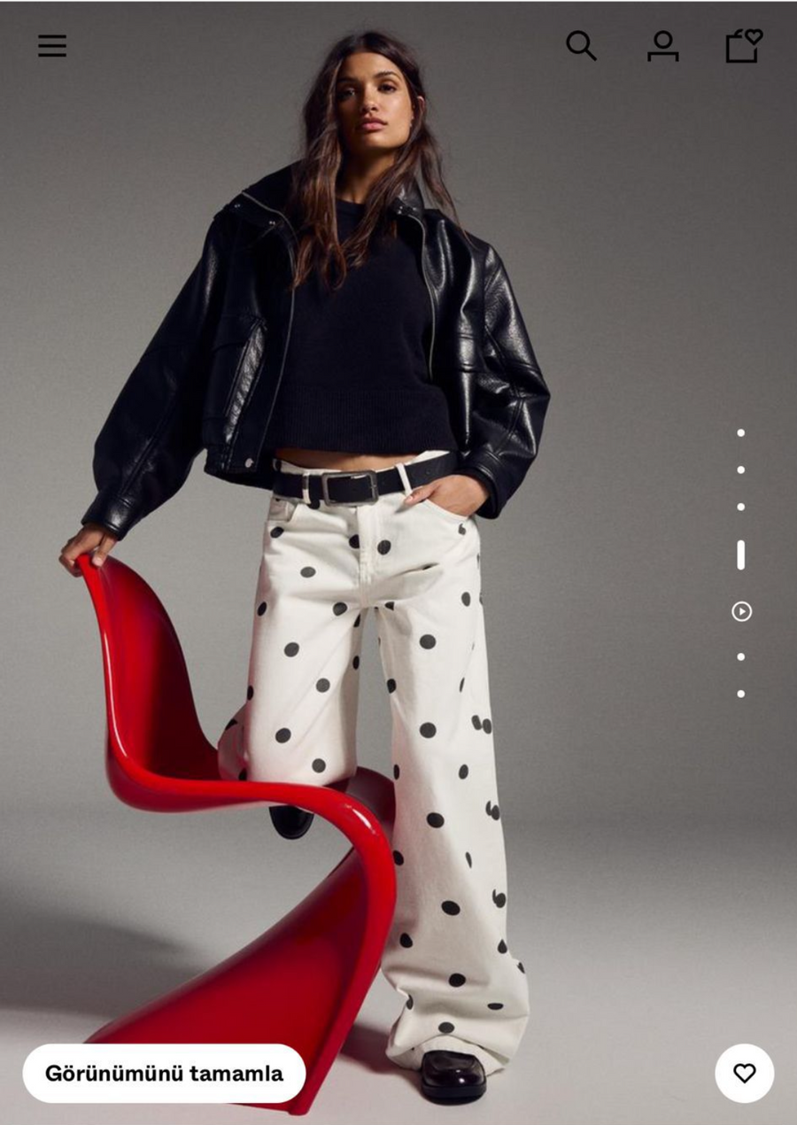 Puantiye Desenli Baggy Fit Pantolon(ÖS)