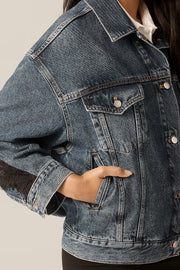 Dantel Detaylı Kot Ceket