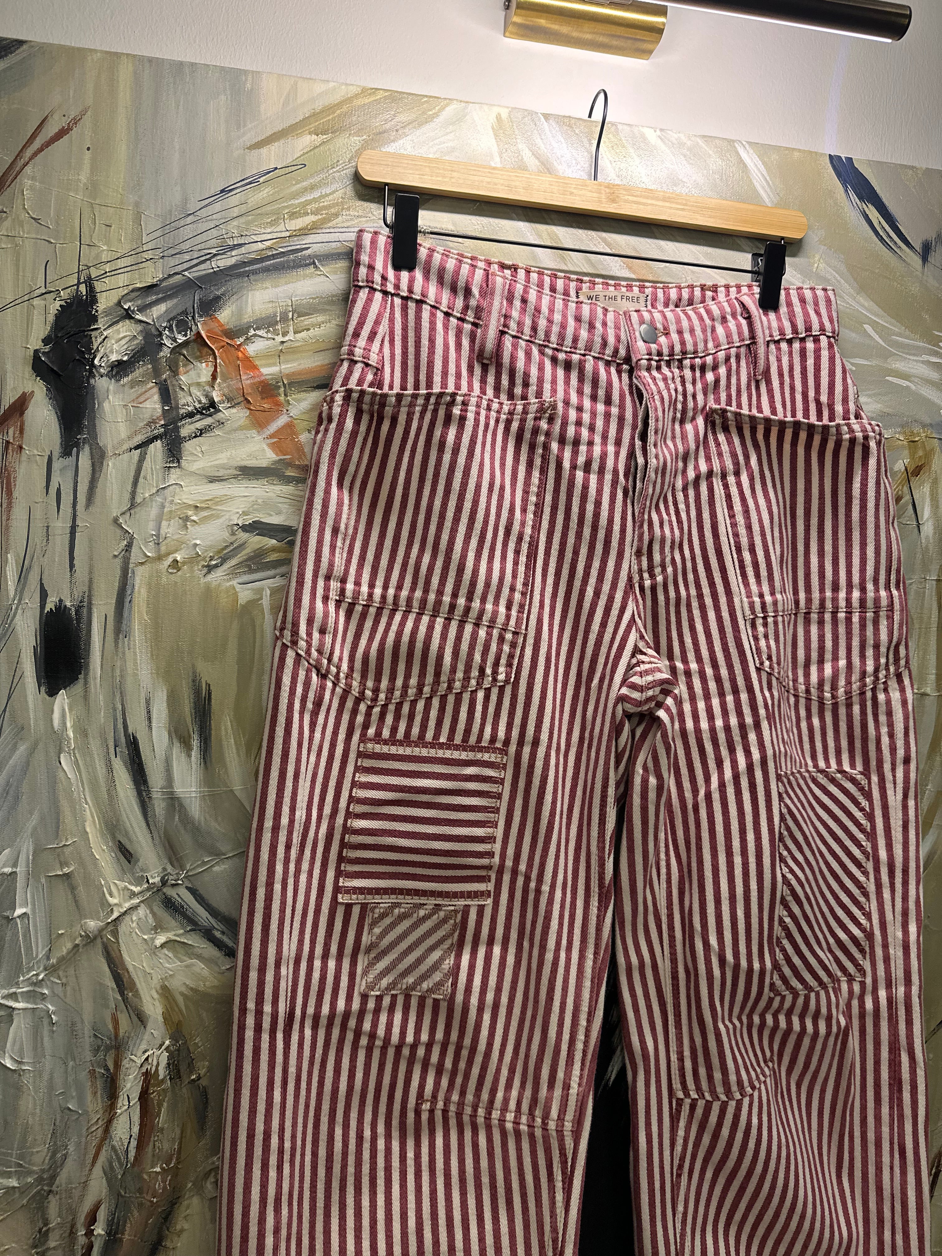 Fp Parçalı Çizgili Barel Jean