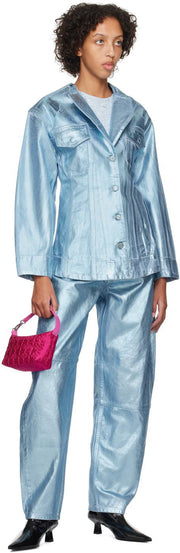 GANNI Metalik Denim Blazer/Barrel Pantolon Takım