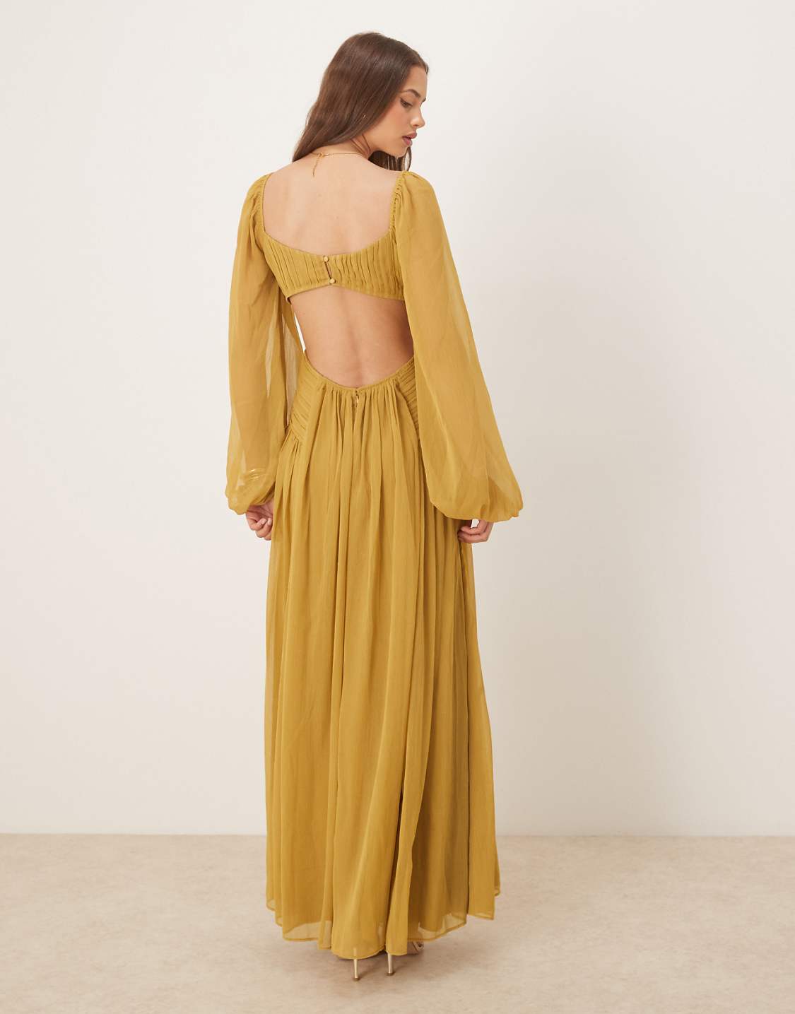 İthal Dekolteli Maxi Elbise