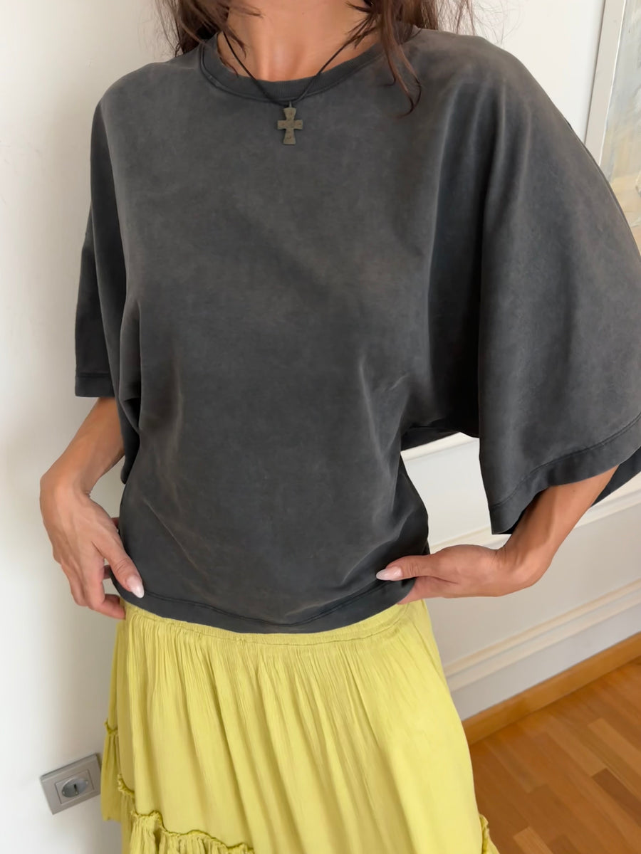 Geniş Kollu Pamuk Tişört