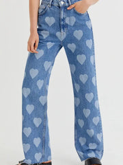 Baskılı Wide Leg Jean