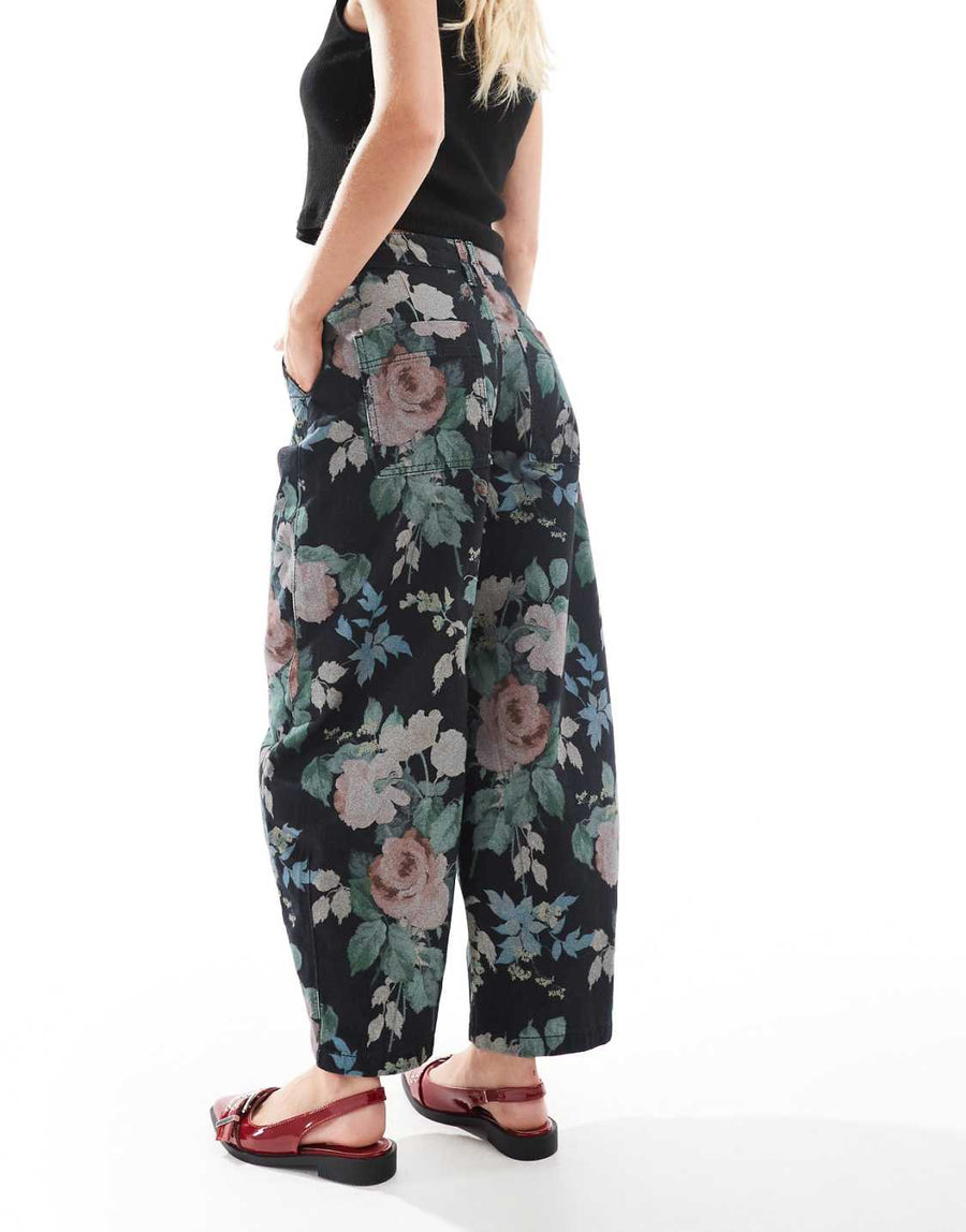 Floral Desen Barrel Jean