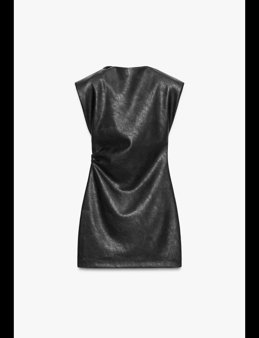 Suni Deri Kısa Elbise