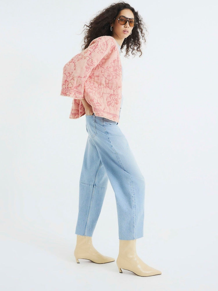 Floral Desen Kapitone Ceket