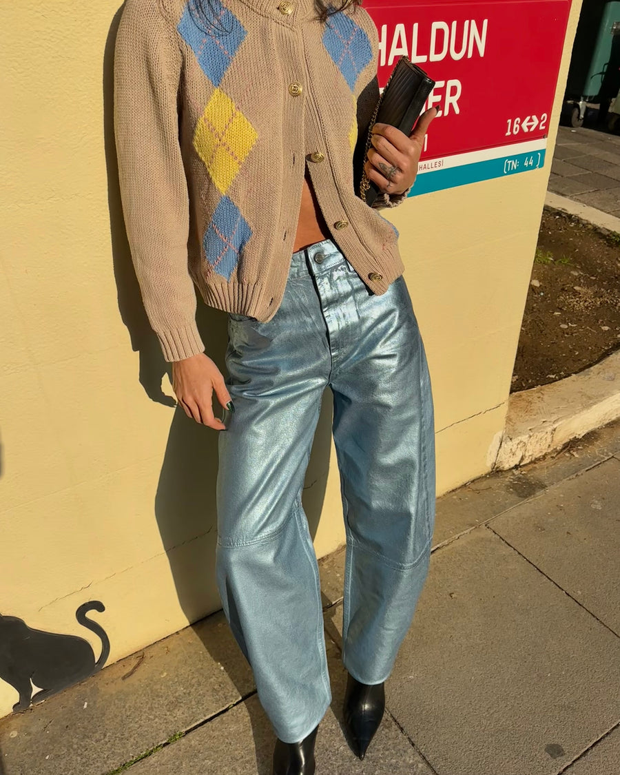 Ganni Metalik Barrel Jean