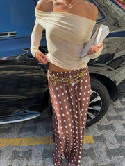 Puantiyeli Maxi Saten Etek