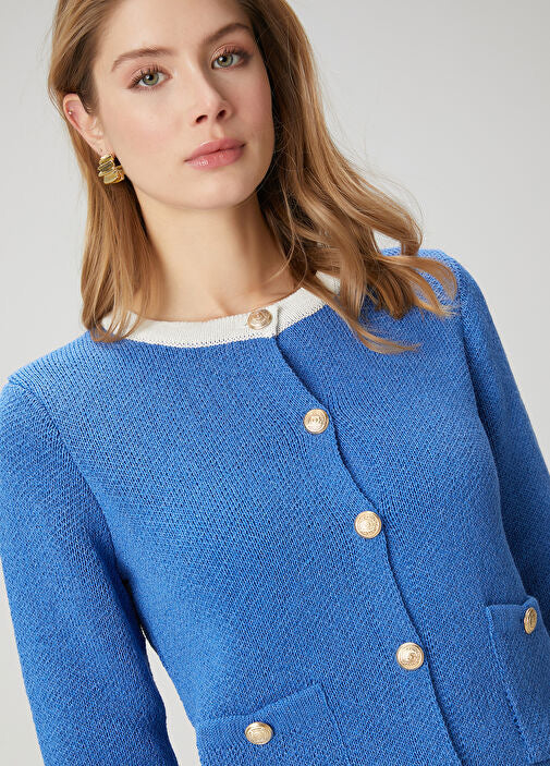 Mavi Şeritli Ceket Hırka