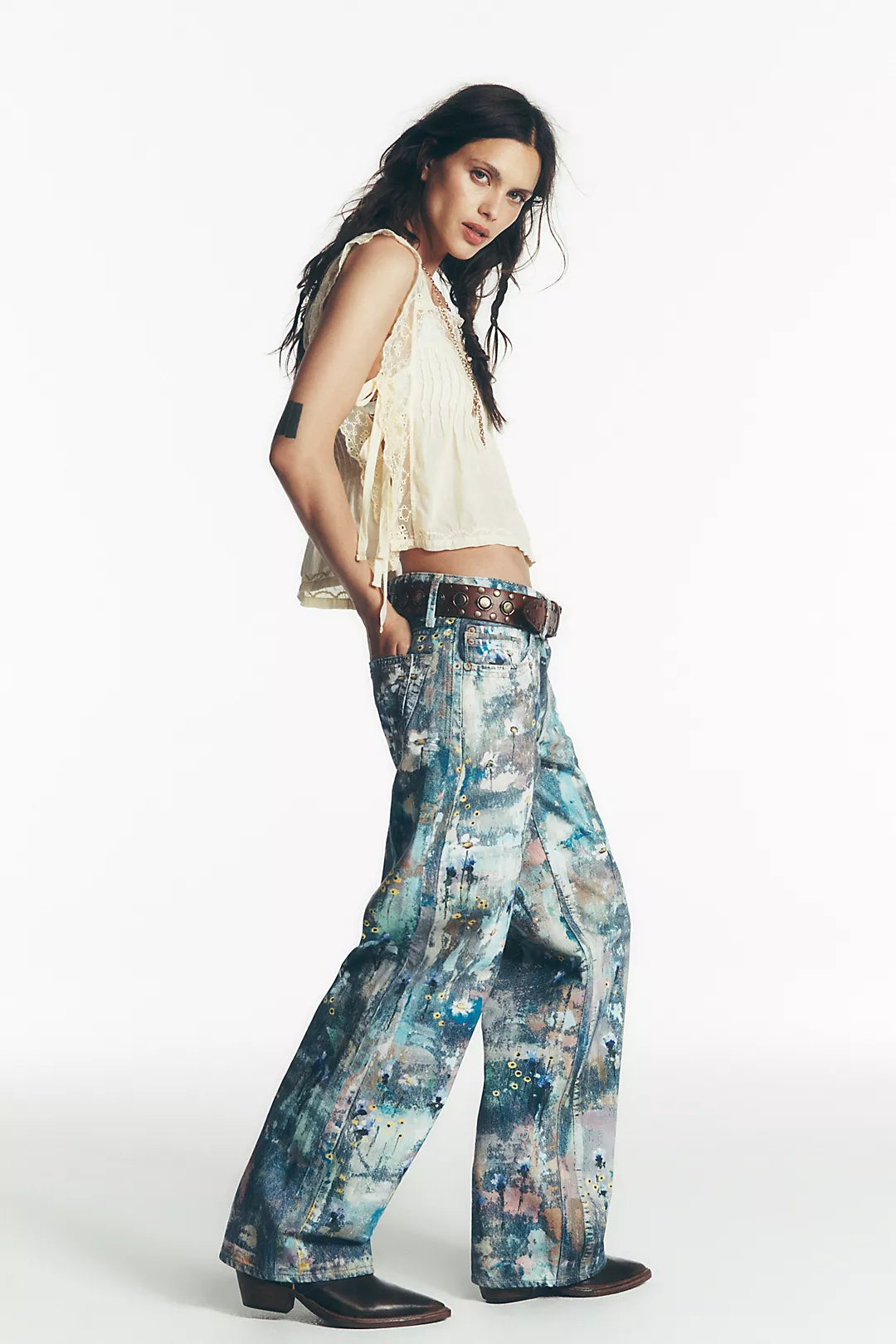 Fp Düşük Bel Floral Jean