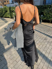 Dantelli Maxi Saten Elbise