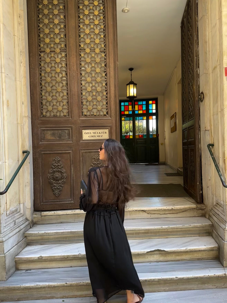 Şifon Etek/Volanlı Tül Bluz Takım