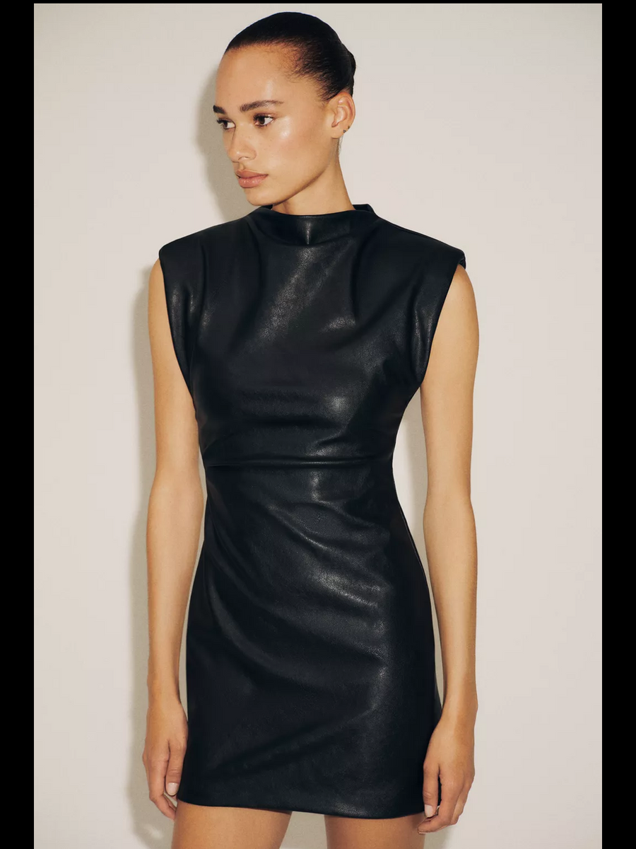 Suni Deri Kısa Elbise