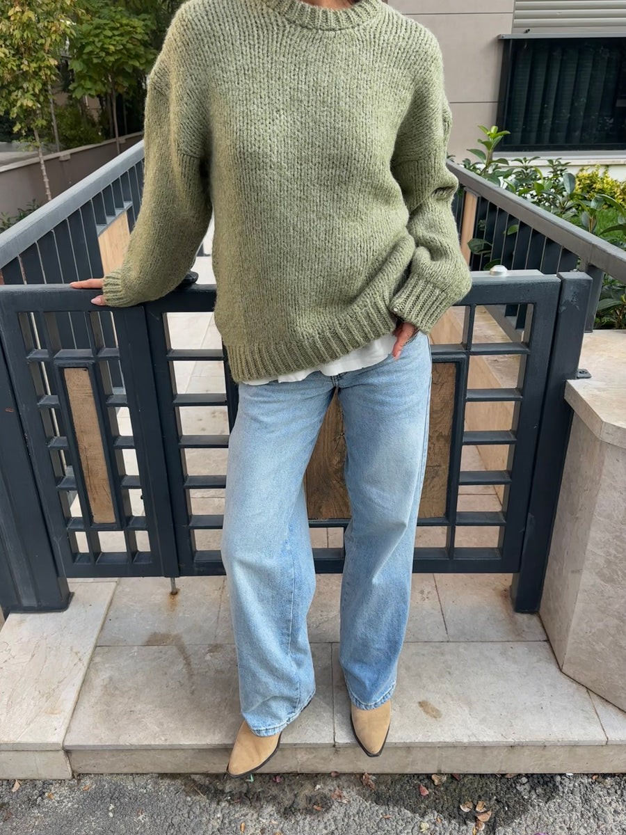 Örme Açık Yeşil Kazak