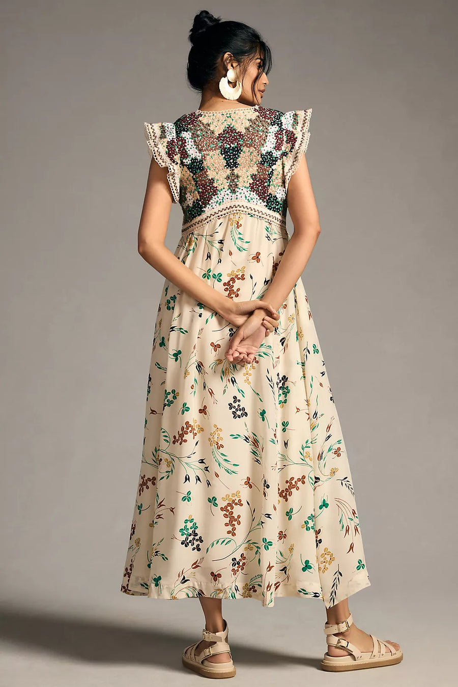 İthal Desenli Maxi Elbise