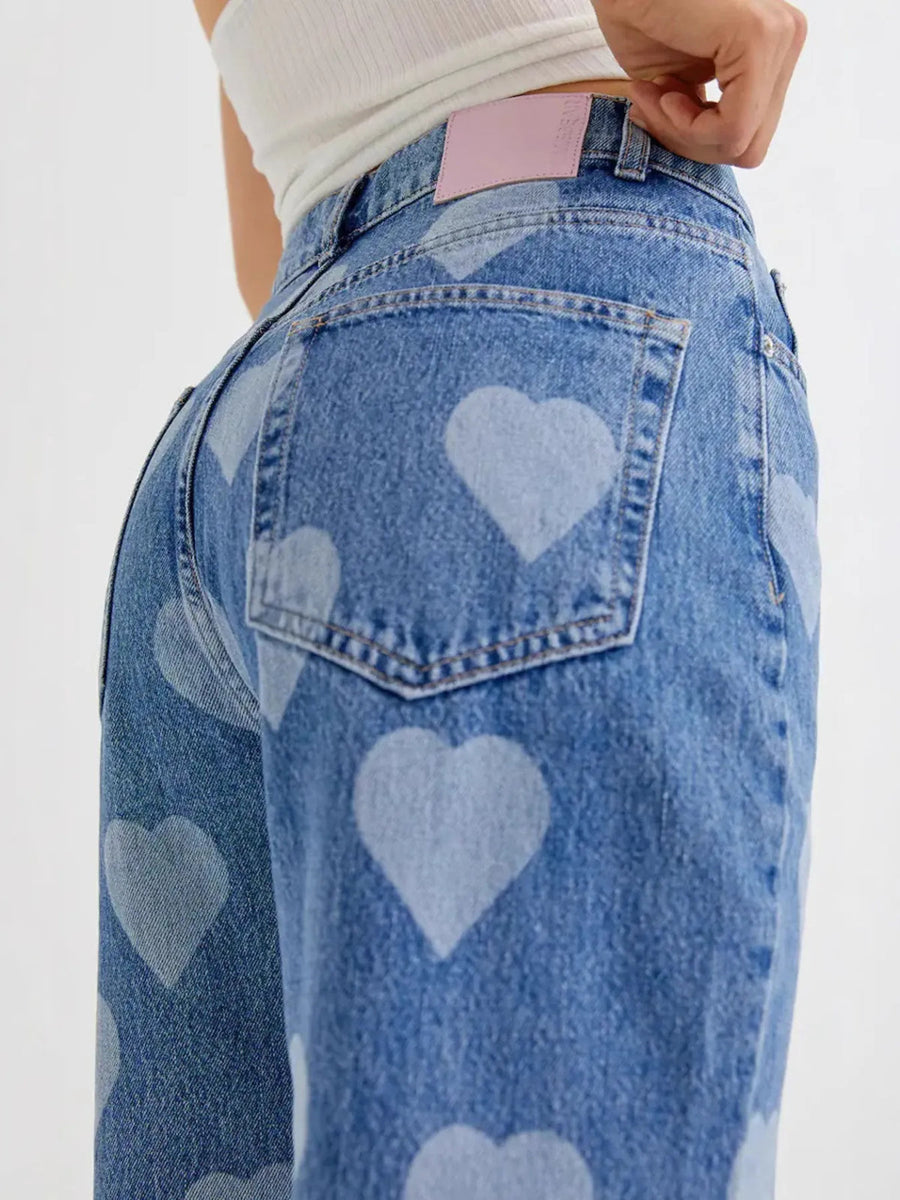 Baskılı Wide Leg Jean