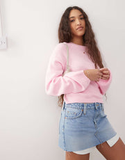 Sırtı Açık Bağcıklı Pembe Kazak