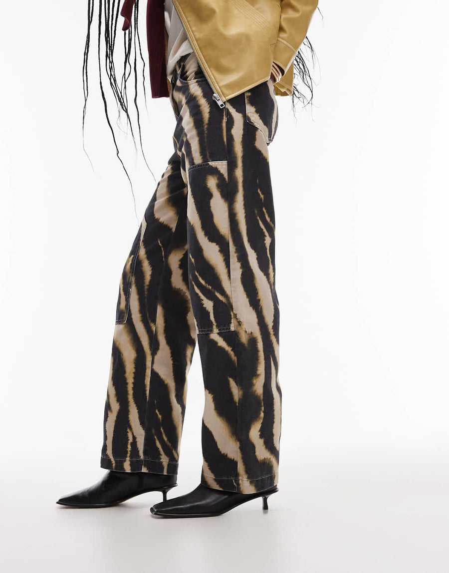 Topshop Zebra Yüksek Bel Jean