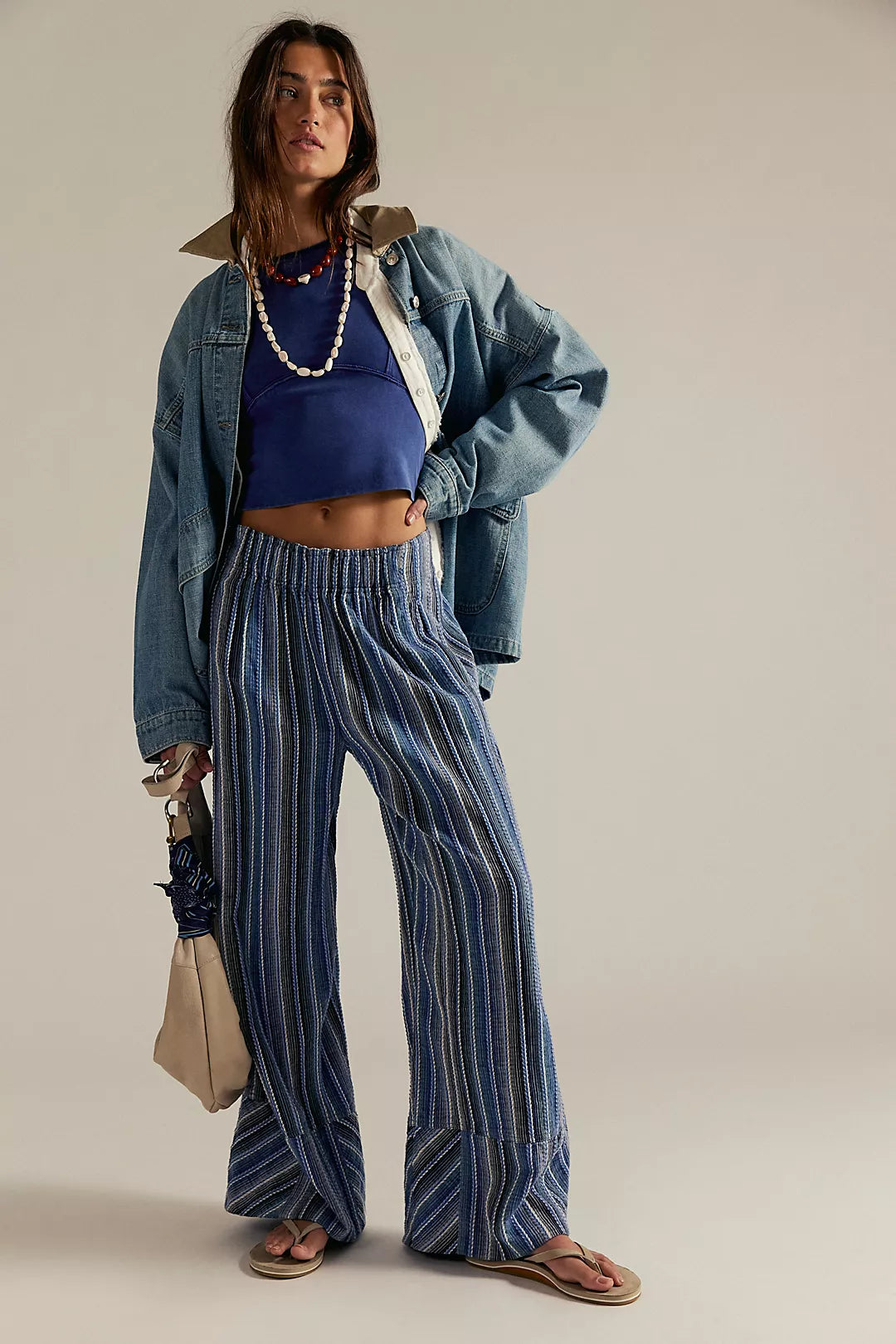 Fp Pamuk Keten Çizgili Pantolon