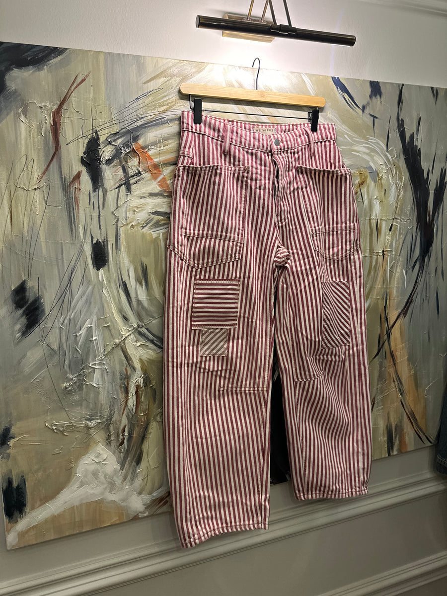 Fp Parçalı Çizgili Barel Jean