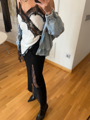 Dantel Detay Triko Etek