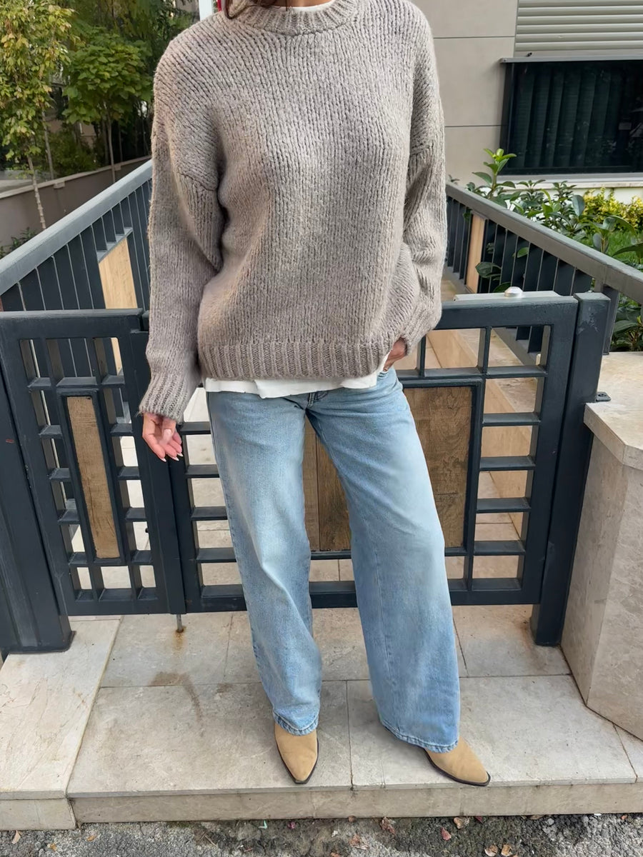 Örme Açık Vizon Kazak