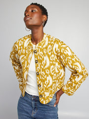 Desenli Kısa Kapitone Ceket