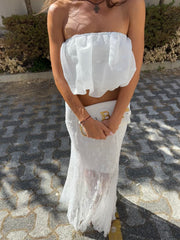 İşlemeli Crop Bluz