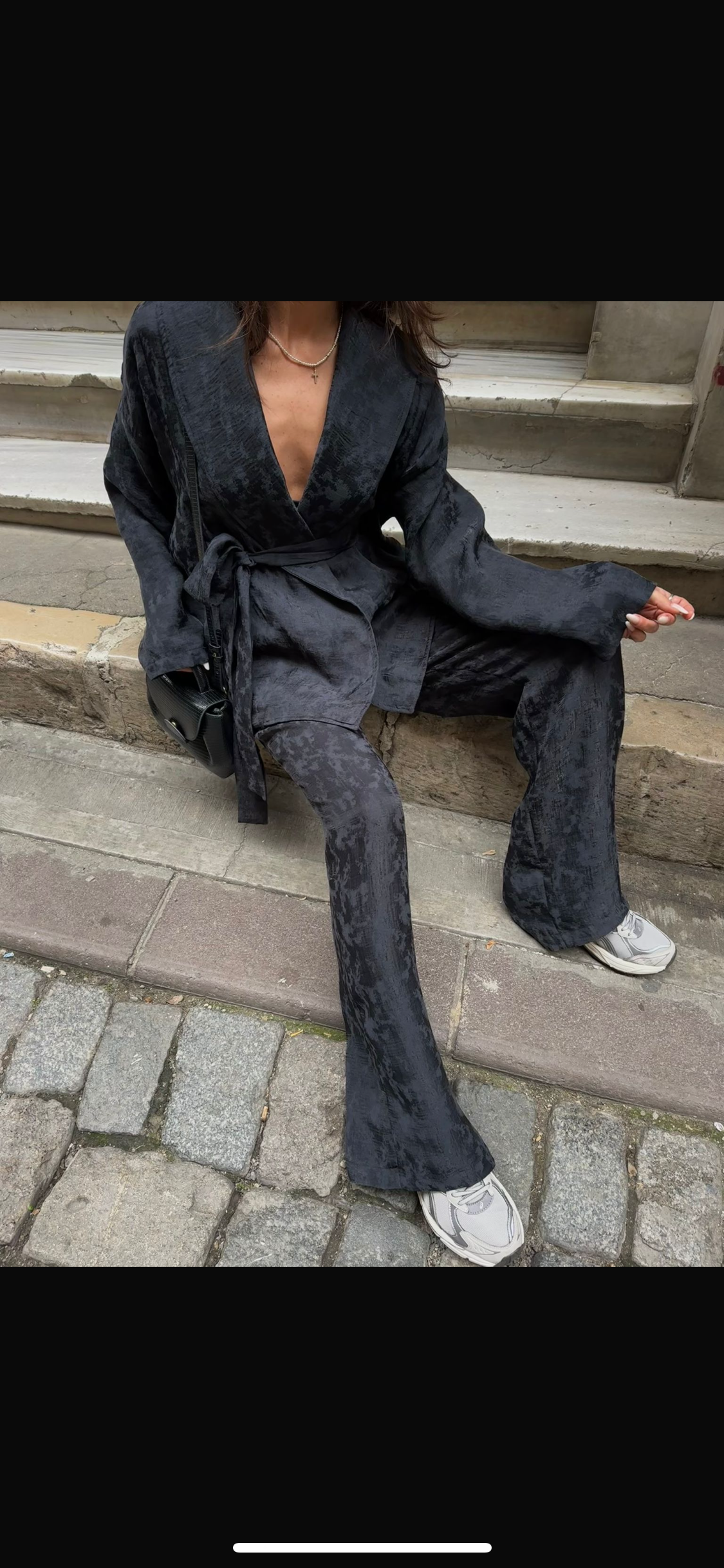 Şal Yaka Saten Kimono/Pantolon Takım