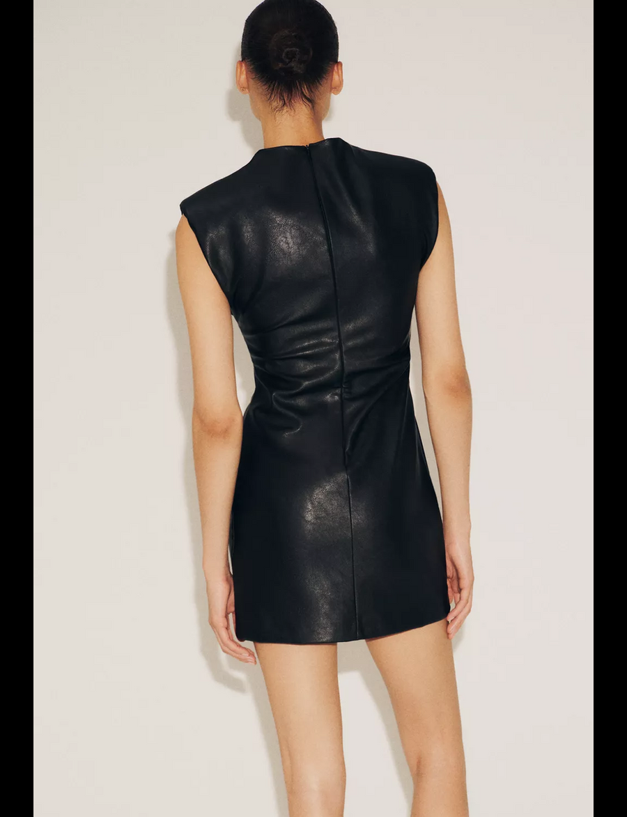 Suni Deri Kısa Elbise