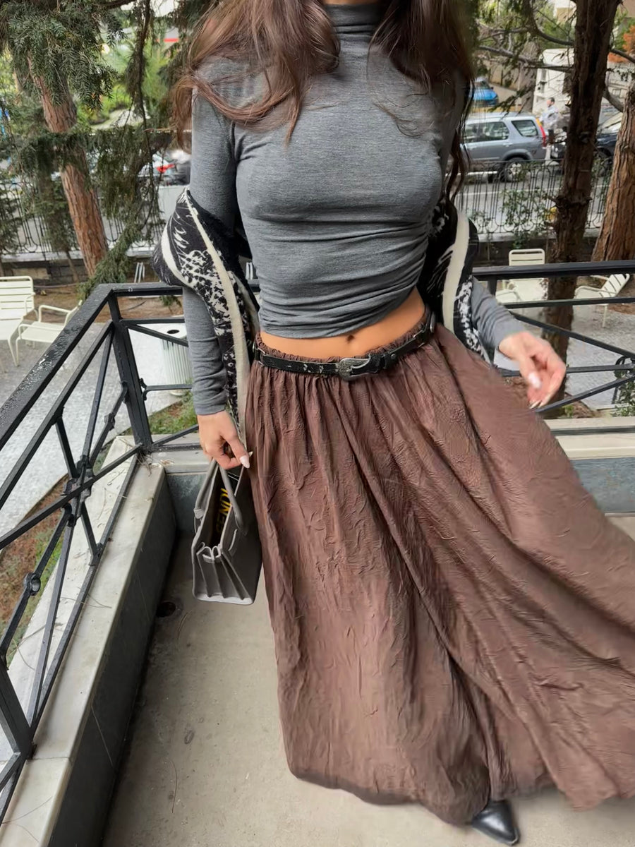 Dik Yaka Yarı Transparan Bluz